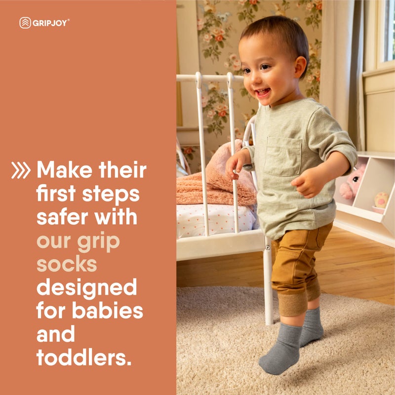 Gripjoy Toddler Socks with Grippers, Non-Slip for Kids, Enhanced Stability, Comfortable Cotton - 4 Pairs - Image 2